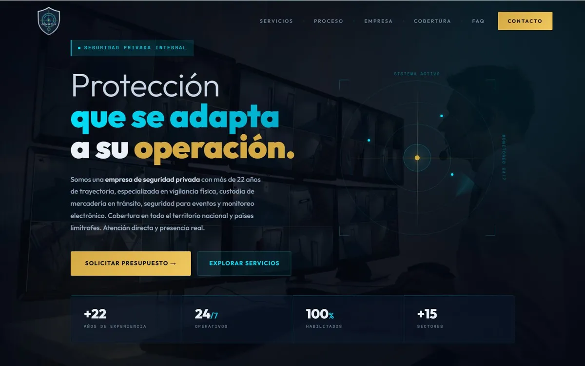Portada del sitio de COMSEGUR