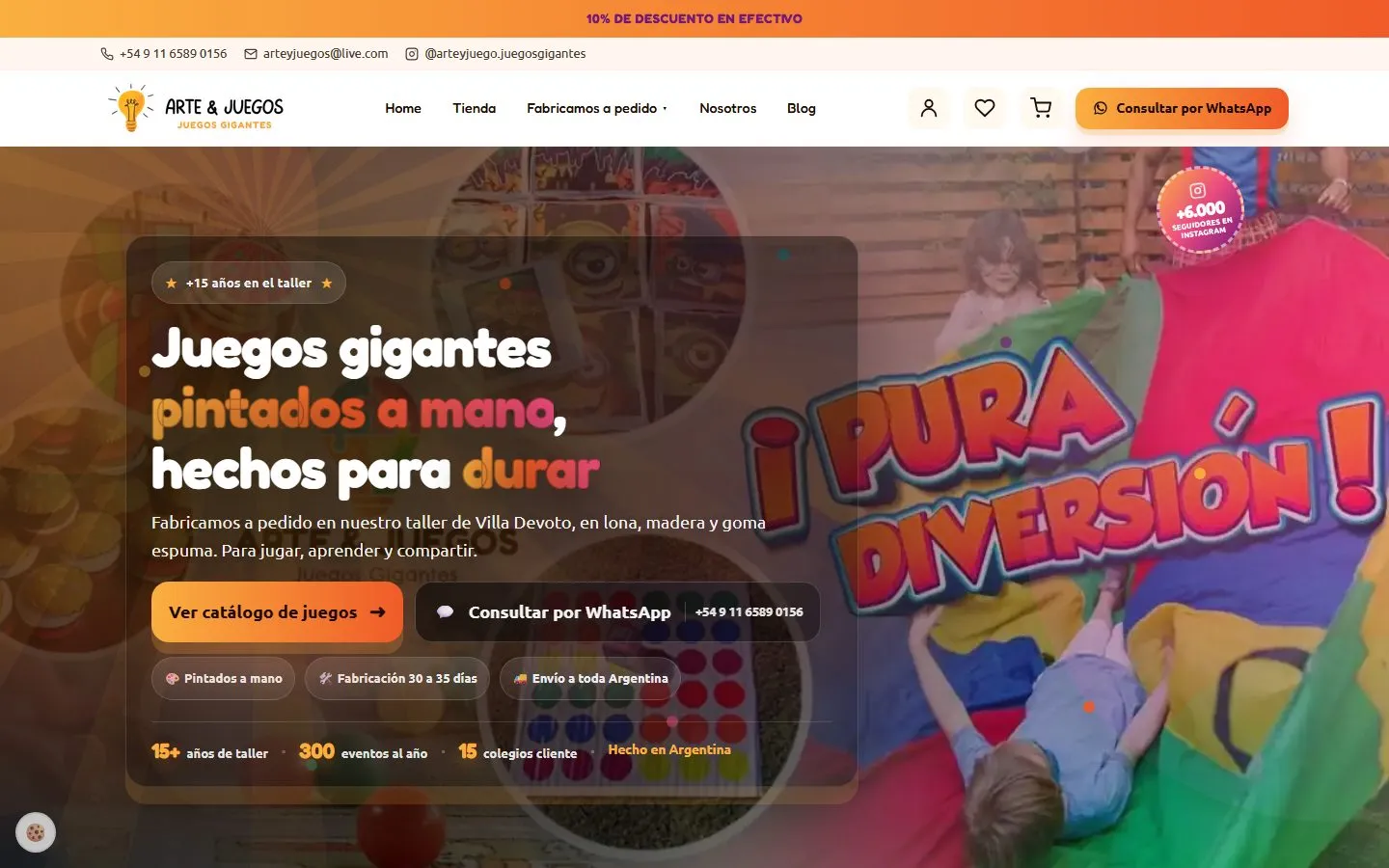Portada del sitio de Juegos Gigantes en escritorio