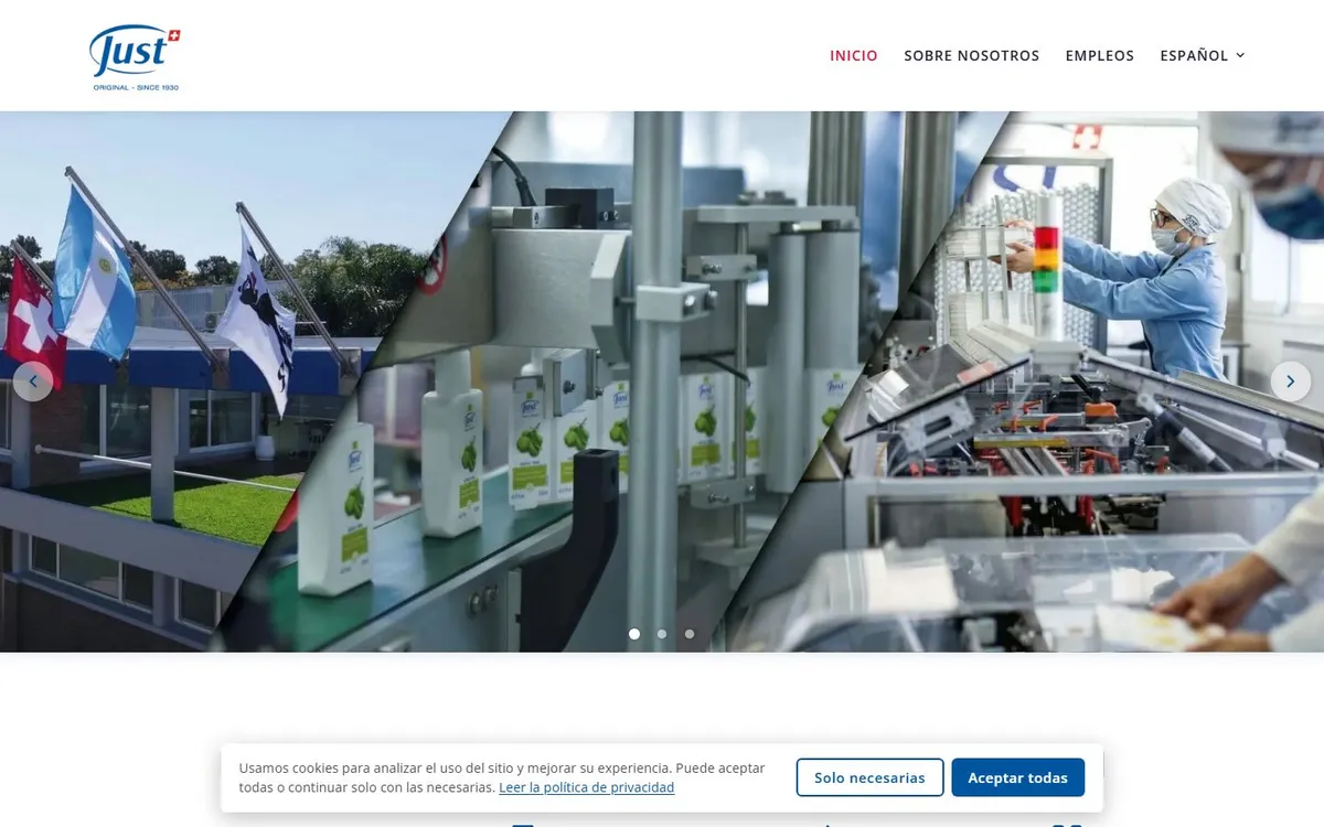 Portada del sitio de JUST International LATAM