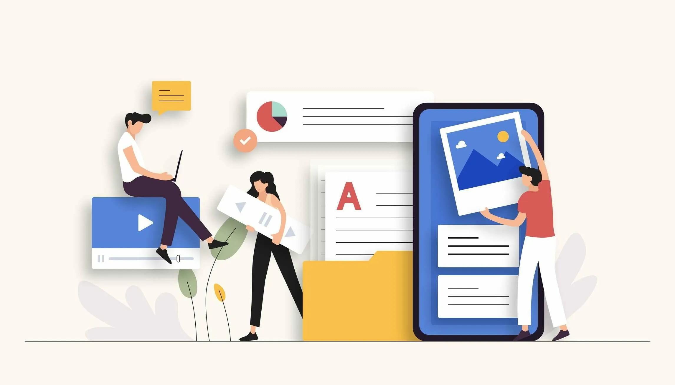 Content Marketing Related Vector Illustration. Flat Modern Design marketing digital seo social media