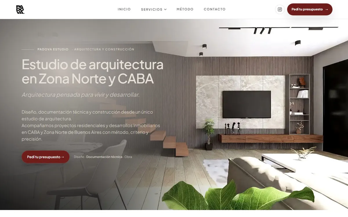 Portada del sitio de PADOVA Estudio