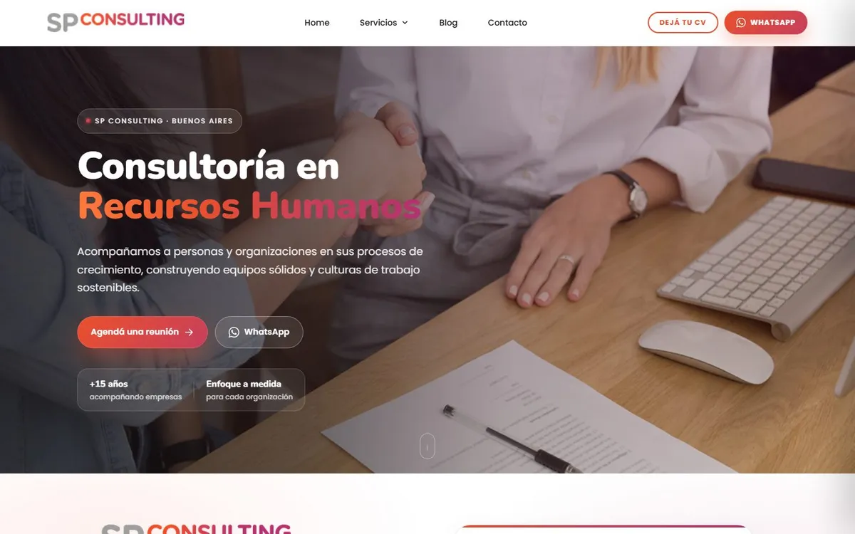 Portada del sitio de SP Consulting