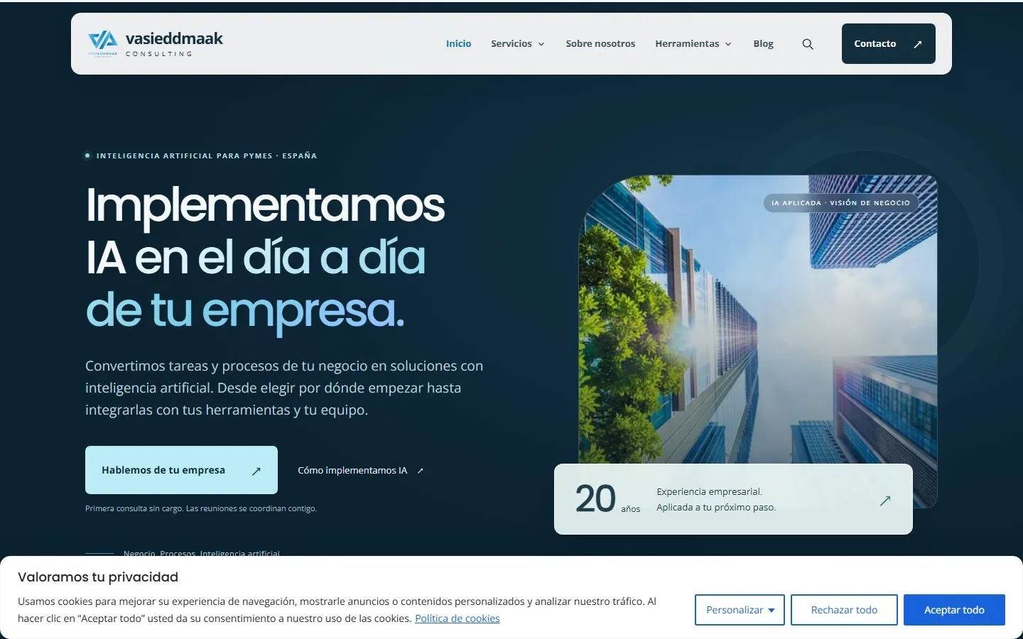 Portada del sitio de Vasieddmaak en escritorio